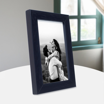 GOLDEN PEACOCK Polymer Table Photo Frame(Black, 1 Photo(s), Black PVC 4x6 Photo Frame Size: 17.5 cm x 12.3 cm (Height x Width), Picture size: 15.24 cm x 10.16 cm (Height x Width))