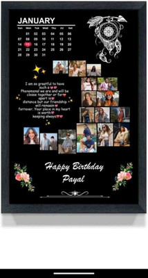 HUMTUMCREATION Wood Wall Photo Frame(Black, 8 Photo(s), Premium A4 Customized Photo Frame | Add Your Photo, Name & Message | Personalized Gift for Couples, Birthday & Home Decor Send photos on Whatsaap No (9251282844) And Get Digital Reprint)