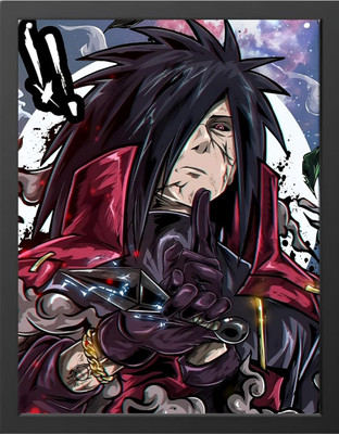 HOMYKI Acrylic Wall Photo Frame(Black, 1 Photo(s), Madara Uchiha Anime Character From Naruto Series A4 Size Poster Frame, Black,1/2 Inch Moulding)