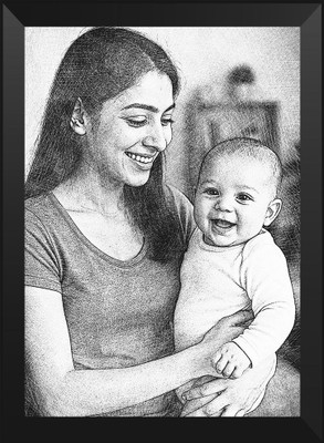 SwastikMart Plastic Wall Photo Frame(Black, 1 Photo(s), 33x24, Pencil Sketch Photo Frame)