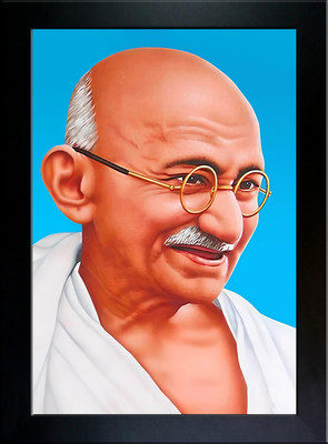 Think Tech MDF Wall Photo Frame(Blue, 1 Photo(s), Mahatma Gandhi 10x14 CM)