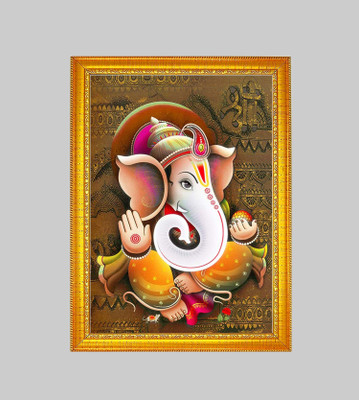 Think Tech MDF Wall Photo Frame(Yellow, 1 Photo(s), Ganesh 5x7 CM)