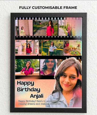HUMTUMCREATION Wood Wall Photo Frame(Black, 9 Photo(s), Premium A4 Customized Photo Frame | Add Your Photo, Name & Message | Personalized Gift for Couples, Birthday & Home Decor Send photos on Whatsaap No (9251282844) And Get Digital Reprint)