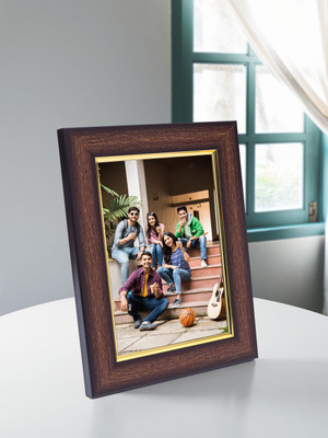 GOLDEN PEACOCK MDF Table Photo Frame(Brown, Gold, 1 Photo(s), Brown Solid Table-Top Photo Frame 5x7 inch Image Size)