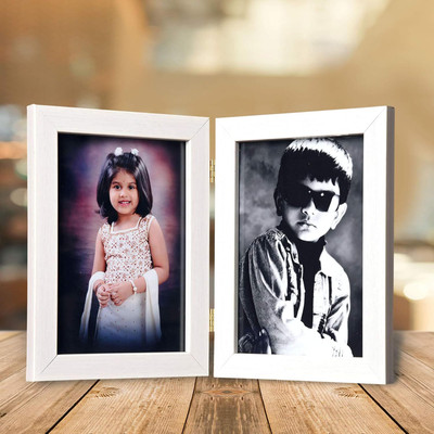 Yashphotoframes Glass Table Photo Frame(White, 2 Photo(s), 5x7 inch)