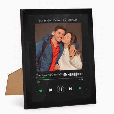 Giftway MDF Table Photo Frame(Black, 1 Photo(s), Spotify Frame – Add Your Photo, Text & Song Code | Send Photo 73038 86316 – Black 5x7 Inch)
