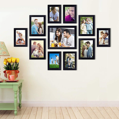 Stuthi Arts Wood Wall Photo Frame(Black, 11 Photo(s), 4x6, 5x7, 8x10)