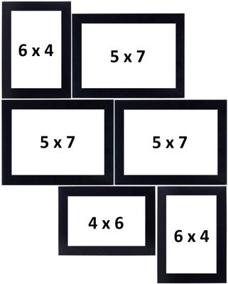 AG CRAFTS TM Wood Wall Photo Frame(Black, 6 Photo(s), 5X7 4X6)