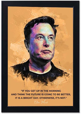 lookat Plastic Wall Photo Frame(Multicolor, 1 Photo(s), Elon Musk success quotes wall frame A4)