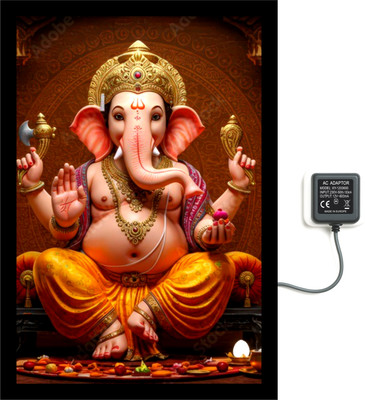 ADS STUDIO Metal Wall Photo Frame(Black, 1 Photo(s), Ganesha LED Light Aluminium Photo Frame12x18)