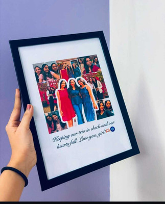 HUMTUMCREATION Wood Wall Photo Frame(Black, 10 Photo(s), Premium A4 Customized Photo Frame | Add Your Photo, Name & Message | Personalized Gift for Couples, Birthday & Home Decor Send photos on Whatsaap No (9251282844) And Get Digital Reprint)