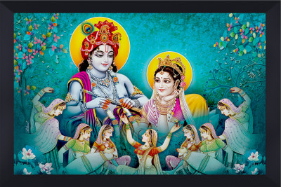 Gita Govinda RADHA KRISHNA acrylic glass Painting Digital Reprint 14 inch x 10 inch Painting(With Frame)