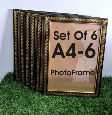 AG CRAFTS Wood Wall Photo Frame(Gold, 6 Photo(s), a4)