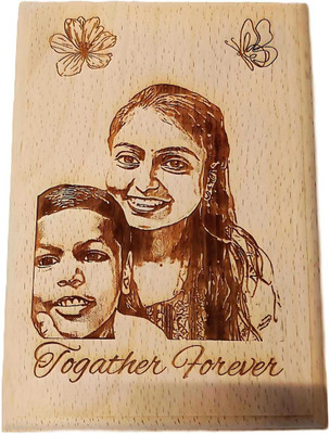 MKLASERCRAFT Wood Table Photo Frame(Beige, 1 Photo(s), photo Engraved 5 X 7 inch)