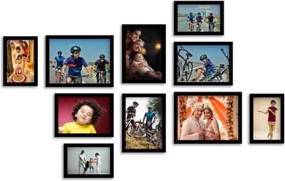 FrameRang Wood Wall Photo Frame(Black, 10 Photo(s), 6x8inch(2pcs), 5x7inch(4pcs), 4x6inch(4pcs))