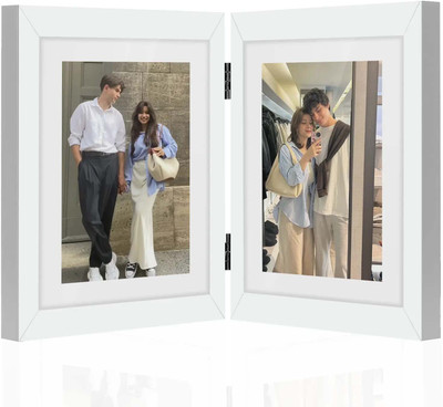 Giftway MDF Table Photo Frame(White, 1 Photo(s), Custom Photo Frame, Personalised Gifts, Tabletop Folding Frames Vertical with Glass Front | Snd Pic 73038 86316 - White 5x7 Inch)