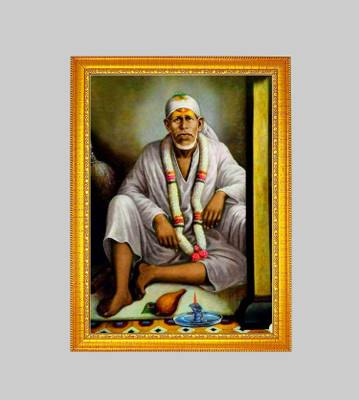 Think Tech MDF Wall Photo Frame(Grey, 1 Photo(s), Sai Baba 5x7 CM)