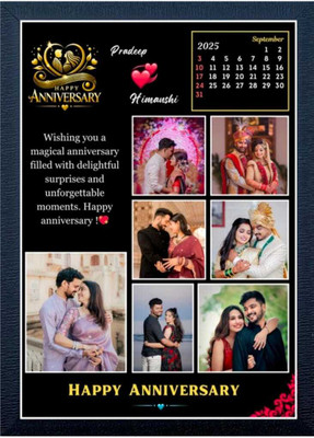 HUMTUMCREATION Wood Wall Photo Frame(Black, 7 Photo(s), Premium A4 Customized Photo Frame | Add Your Photo, Name & Message | Personalized Gift for Couples, Birthday & Home Decor Send photos on Whatsaap No (9251282844) And Get Digital Reprint)