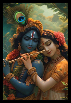 SDC Wood Wall Photo Frame(Black, 1 Photo(s), A4, 8 × 12, Radha Krishna Ji Painting)