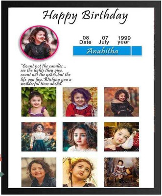 WELLCOMECRAFT Wood Wall Photo Frame(Black, 10 Photo(s), Premium A4 Customized Photo Frame | Add Your Photo, Name & Message | Personalized Gift for Couples, Birthday & Home Decor Send photos on Whatsaap No (6376784648) And Get Digital Reprint)