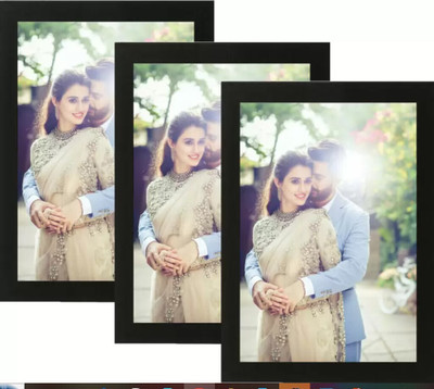 MAHITRADERS Wood Wall Photo Frame(Black, 3 Photo(s), A4)