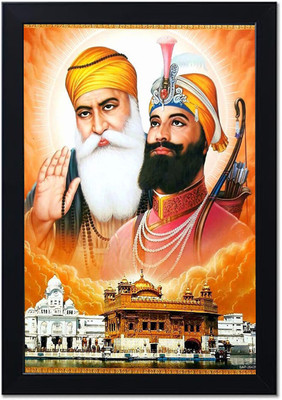 lookat Plastic Wall Photo Frame(Multicolor, 1 Photo(s), Guru Nanak Dev ji with Guru Gobind Singh ji and Golden Temple HD Wall Frame A4)
