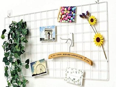 Soaring Steel Wall Photo Frame(White, 20 Photo(s), DIY Steel Grid Photo Frame for Wall [45*65cm- White Frame] Clip Holder Photo Frame,Multi Functional Creative Mesh Wall Grid-(White)Only Frame)