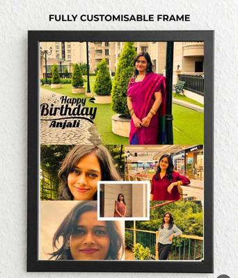 HUMTUMCREATION Wood Wall Photo Frame(Black, 7 Photo(s), Premium A4 Customized Photo Frame | Add Your Photo, Name & Message | Personalized Gift for Couples, Birthday & Home Decor Send photos on Whatsaap No (9251282844) And Get Digital Reprint)
