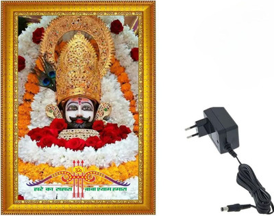HSB INFRA MDF Wall Photo Frame(Gold, 1 Photo(s), Khatu Shyam Ji LED photo frame with adapter – perfect for pooja room, living room, or gifting.)