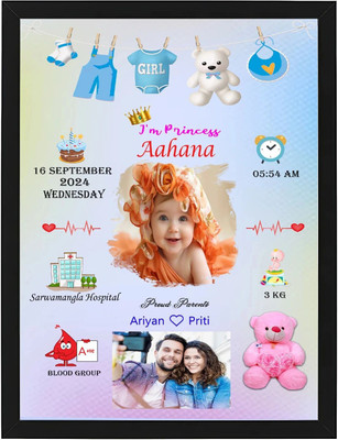 PAVEL ART Wood Wall Photo Frame(Black, 1 Photo(s), A4 Size Photo Frame, Baby Birthday Photo)