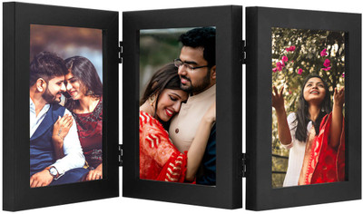Zig Zag Glass Table Photo Frame(Black, 3 Photo(s), 6x8 inch)