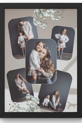 HUMTUMCREATION Wood Wall Photo Frame(Black, 5 Photo(s), Premium A4 Customized Photo Frame | Add Your Photo, Name & Message | Personalized Gift for Couples, Birthday & Home Decor Send photos on Whatsaap No (9251282844) And Get Digital Reprint)