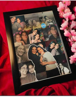 HUMTUMCREATION Wood Wall Photo Frame(Black, 8 Photo(s), Premium A4 Customized Photo Frame | Add Your Photo, Name & Message | Personalized Gift for Couples, Birthday & Home Decor Send photos on Whats-aap No (92512-82844) And Get Digital Reprint)