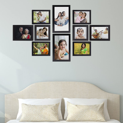 Stuthi Arts Glass Wall Photo Frame(Black, 10 Photo(s), 6x10-2 5x7-2 4x6-4 5x5-2)