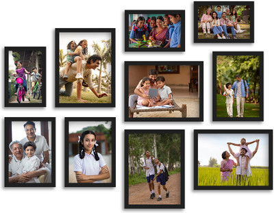 FrameRang Wood Wall Photo Frame(Black, 10 Photo(s), 6x8inch(4pcs), 5x7inch(3pcs), 4x6inch(3pcs))