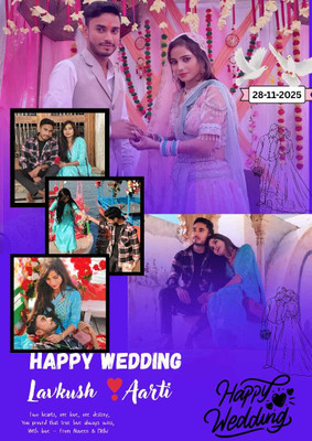 WELLCOMECRAFT Wood Wall Photo Frame(Black, 5 Photo(s), Premium A4 Customized Photo Frame | Add Your Photo, Name & Message | Personalized Gift for Couples, Birthday & Home Decor Send photos on Whatsaap No (6376784648) And Get Digital Reprint)