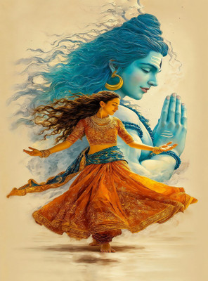 DekorVia Wood Wall Photo Frame(White, 1 Photo(s), Shiv Parvati Photo Frame | Shiv Parvati Painting | Gift Photo Frames | Wood Wall Photo Frame | Shiv Parvati Frame Digital Reprint 10 inch x 14 inch Painting (with frame))