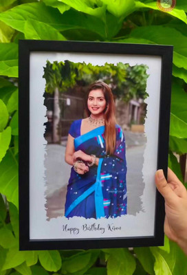 HUMTUMCREATIOM Wood Wall Photo Frame(Black, 13 Photo(s), Premium A4 Customized Photo Frame | Add Your Photo, Name & Message | Personalized Gift for Couples, Birthday & Home Decor Send photos on Whatsaap No (9251282844) And Get Digital Reprint)