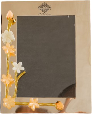 IndianArtVilla Silver-plated Wall Photo Frame(Gold, 1 Photo(s), Lotus Bird Flowers Design, 9.5x7.5 Inch For Home, Wall and Table Decor)