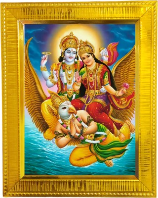 HandNCreations Lord Vishnu and Goddess Lakshmi on Garuda Religious Frame