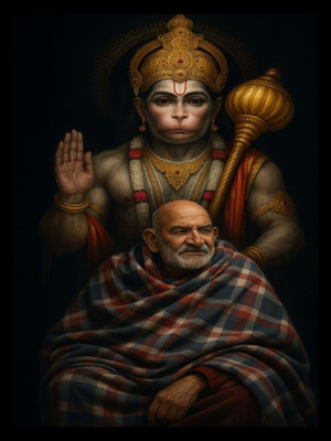 DekorVia Wood Wall Photo Frame(Black, 1 Photo(s), Neem Karoli Baba Photo Frame | Neem Karoli Painting | Gift Photo Frames | Wood Wall Photo Frame | Neem Karoli Baba Frame Digital Reprint 10 inch x 14 inch Painting (with frame))