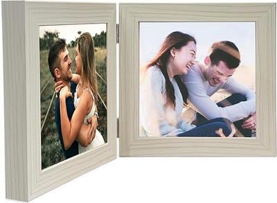 BKS Craft Wood Wall Photo Frame(Beige, 2 Photo(s), Double Photo Frame – Foldable Hinged Desktop & Tabletop Picture Display 6x8 Inch), Send photos 89551-00940 A4 Size)