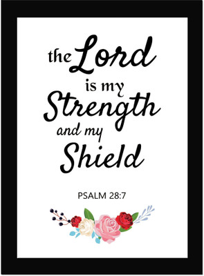 The Lord Is My Strength - Bible Verse Wall Photo Frame Wall Poster, Bible Quotes Print with Frame, Home, Office Decor, Bible Quotes Poster Framed Fine Art Print(13.6 inch X 10.2 inch)