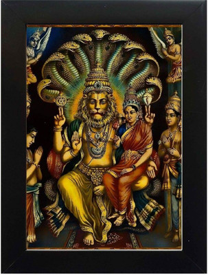 PY Creation Lord Vishnu with Goddess Lakshmi Religious Frame