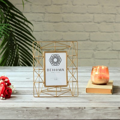 BEHOMA Brass Table Photo Frame(Gold, 1 Photo(s), 4x6)