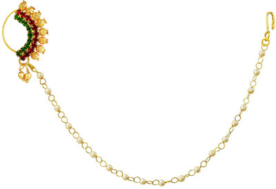 Ruhi Ruby, Cubic Zirconia, Emerald Gold-plated Plated Alloy Nathiya