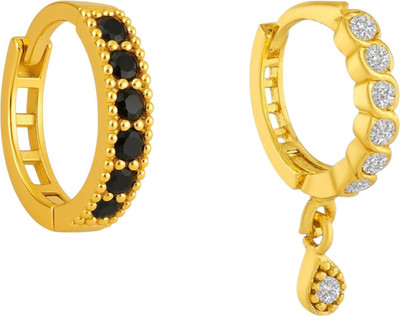 Jat Jewellers Cubic Zirconia Gold-plated Plated Brass Nose Ring(Pack of 2)