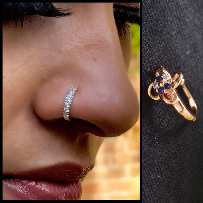 RENU CREATION Silver Plated Brass Nose Stud(Pack of 2)