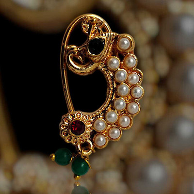 Pranchal Jewels Pearl Gold-plated Plated Alloy Nathiya