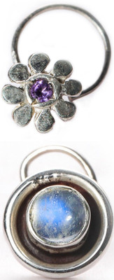 jsag Sterling Silver Plated Sterling Silver Nose Ring(Pack of 2)